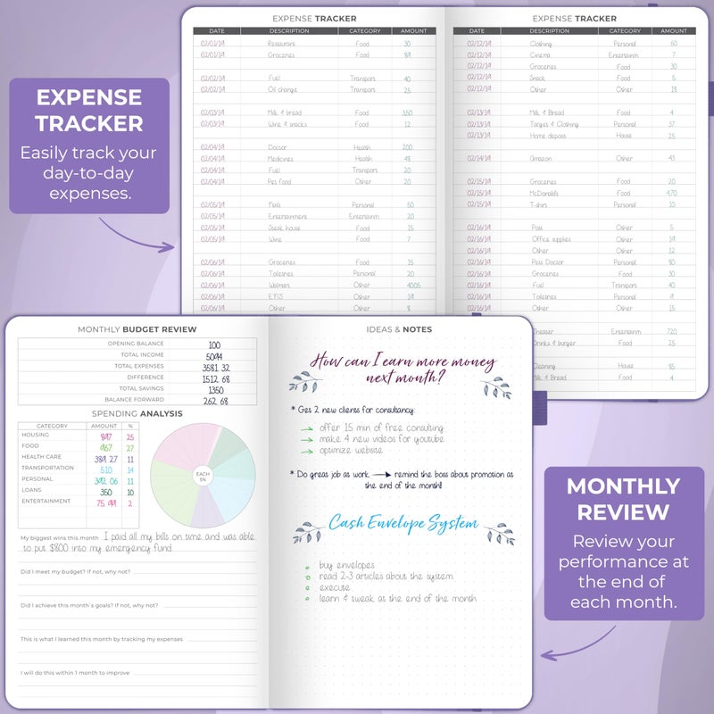 Clever Fox Budget Planner - Expense Tracker Notebook. Monthly Budgeting Organizer, Finance Logbook & Accounts Book, Bill Tracker, A5 (Lavender) - Image 4